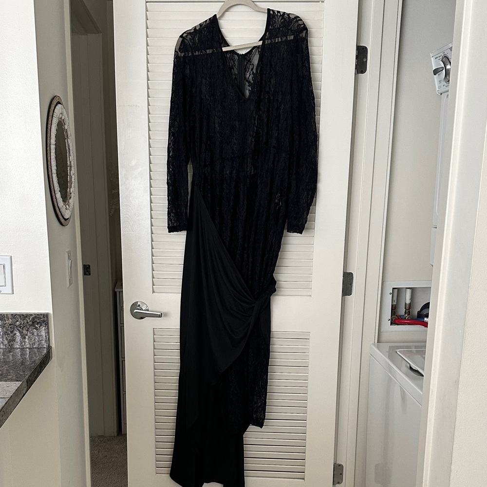Elegant Black Lace Long Sleeve jumpsuit under skirt